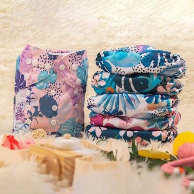 China 2021 Printed Cloth Pocket Diaper Cloth Baby Reusable Snap Button Diaper Adjustable Diaper for sale