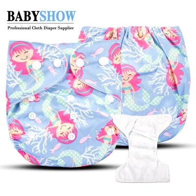 China Printed Reusable Cloth Diaper Babyshow Row Diaper Snap Bamboo Breathable Single Insert Long Label for sale