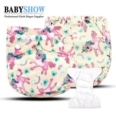 China Popular Cute Animal Cloth Reusable Diapers Printed Pattern Double Row Snaps PUL Printing Washable Adjustable Diapers for sale