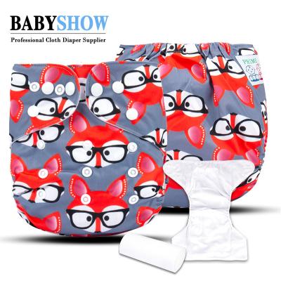 China babyshow printed glasses smear pocket diapering diaper 3 layers insert baby diaper cloth from china manufacture for sale