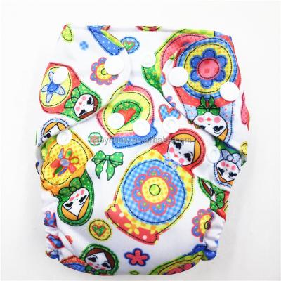 China AIO baby cloth printed newborn diaper with a sewn insert, high absorbency waterproof PUL baby cloth diaper for sale