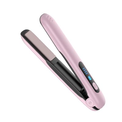 China Outdoor Factory Price 2 In 1 Rechargeable Hair Straightening Led Display Flat Iron Travel Hair Straightener Usb for sale