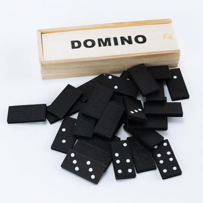 China Good Quality Environmental Promotional Custom Rectangle Logo Dominoes Wooden And Black Dominoes for sale