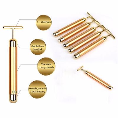 China Dropshipping Blood Vessels Removal Care Roller Lift Kit Face And Neck Massager 24K Gold Bar Massager Faces For Women for sale