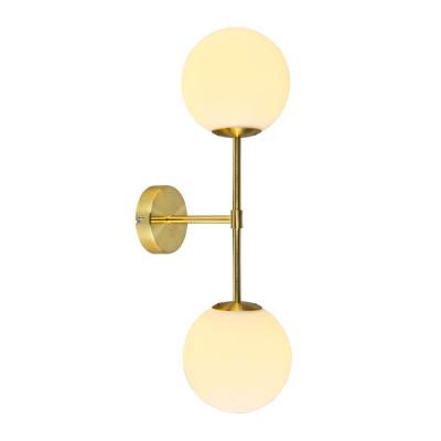 China Surface mounted wall lamp simple design gold and opal glass wall lamp for sale