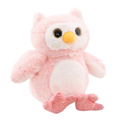 China Plush In Stock Stuffed Wild Animal Pink And Gray Owl Plush Toys With Big Eyes for sale