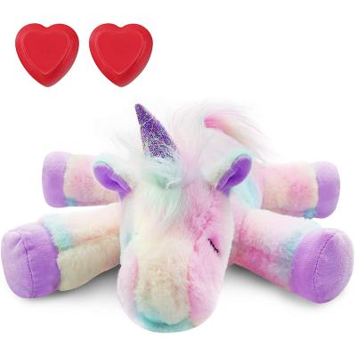 China Plush Toy with Heartbeat Customized Stuffed Rainbow Unicorn Plush Toy With Heartbeat for Anxiety Relief Newborn Puppies Soporific Separation for sale