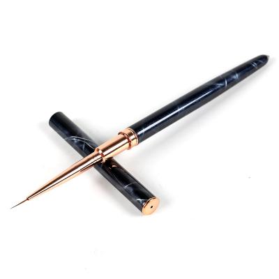 China NAIL OEM Customized Nail Art Liner Brush Drawing Pen Black Metal Logo Detail Nylon Hair Acrylic For Nail Painting Tool for sale