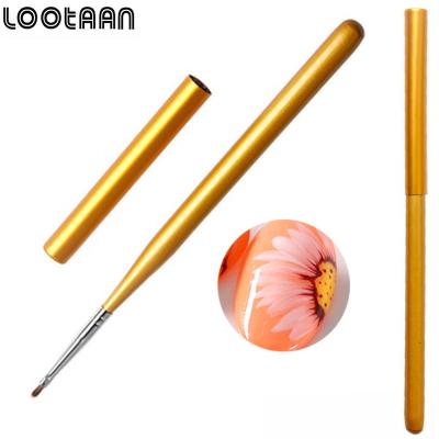 China Lootaan 1pc Gold Nail Art Liner Brush French Liner Acrylic Brush High Quality Pearl Nail Petal NAIL Brush for sale