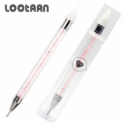 China Nail DIY Tools NEW Lootaan 2021 Nail Art Dotting Brush Best Sellers Acrylic Silicone Brush Dual Use Brush for sale