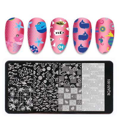 China Nail Care Lootaan 1pc Nail Art Template Plate Design Fish Fruit Temperature Punch Lace Stamping Plate Image Printing Template for sale