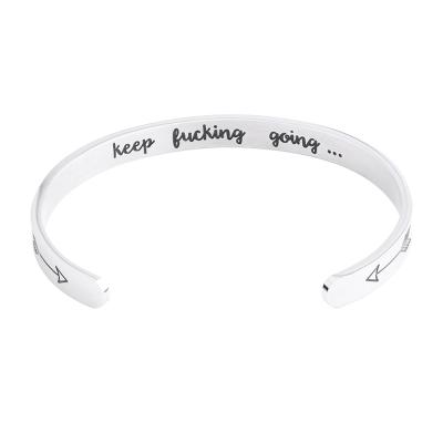 China Wholesale Custom CLASSIC Engraved Logo Bangle Stainless Steel Open Cuff Bracelet Bangle for sale