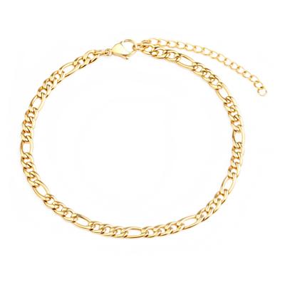 China Wholesale Custom FASHIONABLE Cuban Link Anklet Gold Plated Stainless Steel Figaro Chain Anklet for sale