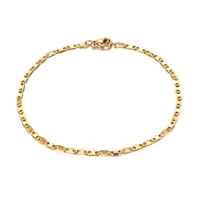 China Wholesale Custom Romantic Best Seller 18K Gold Plated Marina Link Flat Anklets For Women Anklet Chain for sale