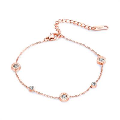 China CLASSIC Fast Shipping Wholesale Rose Gold Stainless Steel Crystal Anklet Chain For Women Fashion Jewelry for sale