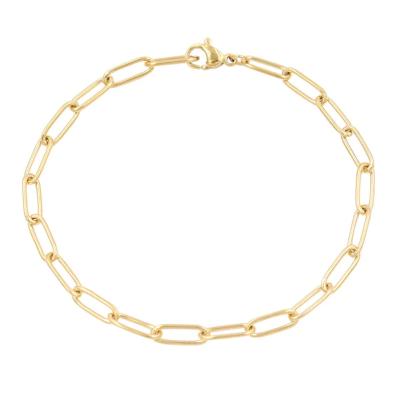 China FASHIONABLE Delicacy Stainless Steel Link Chain Bracelet Statement High Quality Oval Gold Plated Paperclip Bracelet for sale