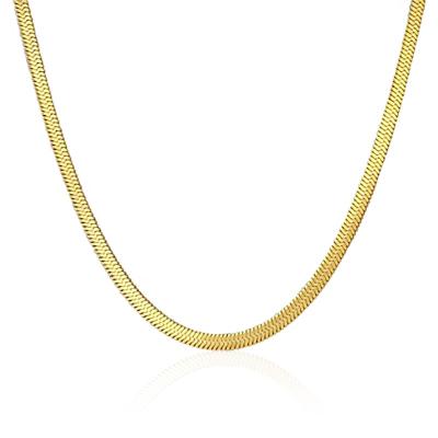 China New Arrival CLASSIC Jewelry Adjustable Flat Snake Chain Stainless Steel Gold Plated Fishbone Chain Necklace for sale