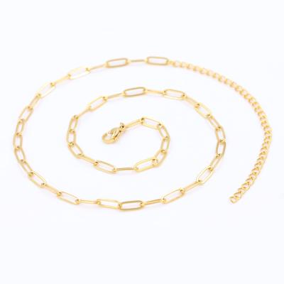 China CLASSIC Wholesale Custom Flat Oval Statement Stainless Steel Paperclip Link Chain Necklace Jewelry for sale