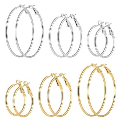 China High Quality Stainless Steel Hypoallergenic Gold Plated Thin Cartilage Earring Hiphop Women Large Hoop Circle Earring for sale