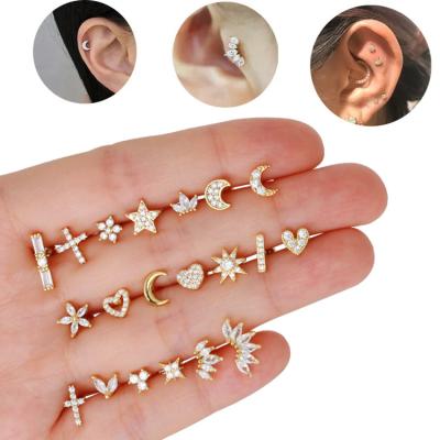 China CLASSIC Ready To Ship Helix Conch Antitragus Rook Ear Jewelry Stainless Steel Cartilage Stud Earring for sale