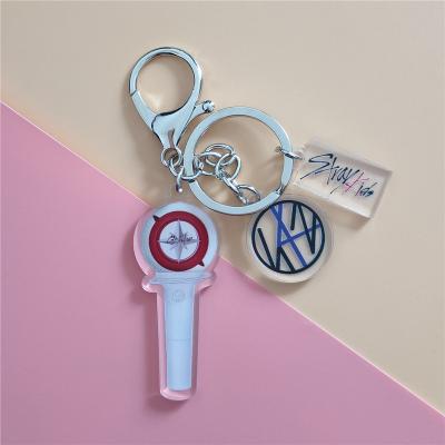 China Kpop KPOP Key Chain Stray Kids Light Stick Shaped Ring Key Holder Bag Accessory Decoration Fans Gift KPOP Acrylic Key Goods L345 for sale