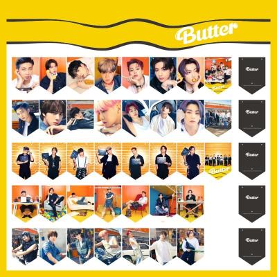 China Artificial KPOP Bangtan Boys Butter Hanging Paper Flag With Rope JIMIN SUAG V RM Photo Decoration Party Cheering Up Merchandise L187 for sale