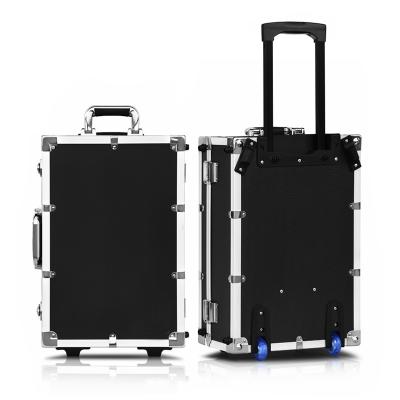 China Handle Quality Guaranteed Black Aluminum Cosmetic Trolley Case Suitcase Box for sale