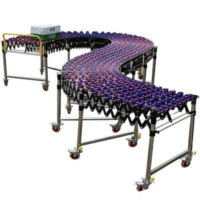 China Heat Resistant Wholesales High Quality Flexible Roller Conveyor Skid Wheel Stainless Steel Manual Telescopic Conveyor for sale