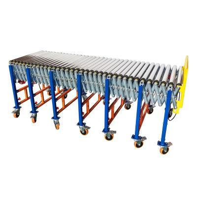 China 2022 China Xinshen Hot Sale Heat Resistant Gravity Roller Conveyor Flexible Extendable Helpless Roller Conveyor for sale