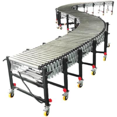 China Custom Heat Resistant Mobile Telescopic Flexible Portable Truck Loading Unloading Telescopic Roller Conveyor for sale