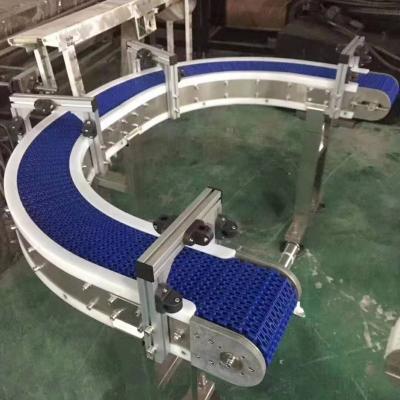 China Heat Resistant Customized Flexible Chain Belt Conveyor Curve 90 Degree Chain Conveyor System for sale