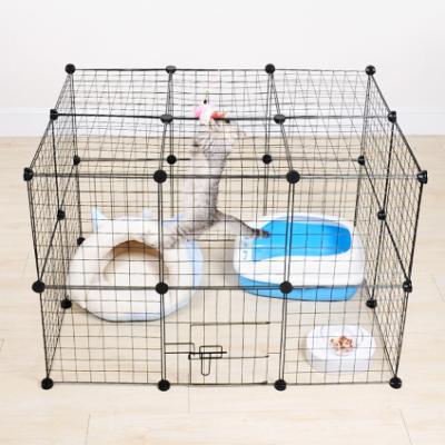 China Viable Foldable Puppy Kitten Space Dog Gate Pet Playpen Crate Iron Fence Puppy Kennel House Exercise Training Supplies For Rabbit for sale