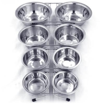 China Sustainable Wholesale Stainless Steel Pet Accessories Dog Food Bowl Feeding Double With Stand for sale