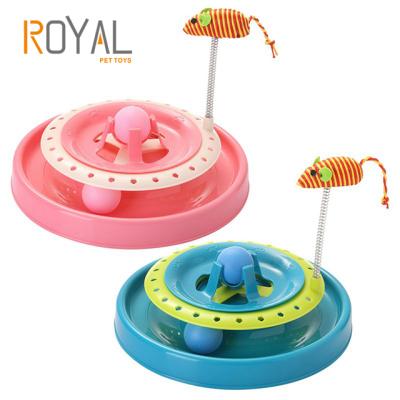 China Viable Cat Double Turntable Toys Record Player Pet Mouse Pet Puzzle Playground Track Interactive Dish Toy For Cat for sale