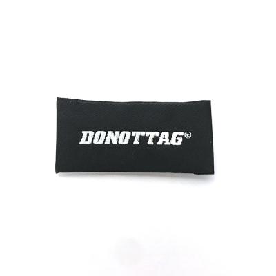 China Viable Custom Design Logo Brocade End Folded Neckline Label , Main Woven Label For T Shirt for sale