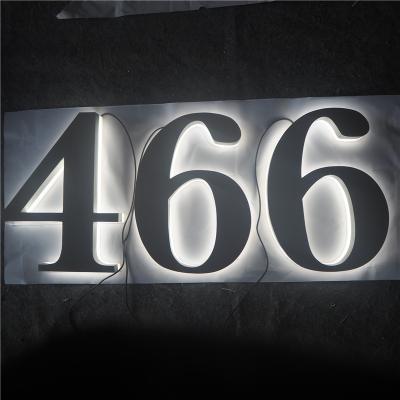 China Buildings Exterior Decoration Backlit Signage Metal Sign Led Stainless Steel House Number for sale