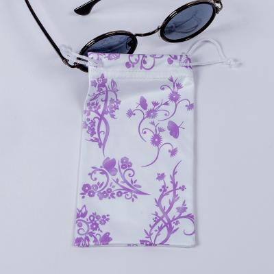 China Put In Eyeglass Popular Double Drawstring Custom Logo Microfiber Soft Goggle Pouch for sale