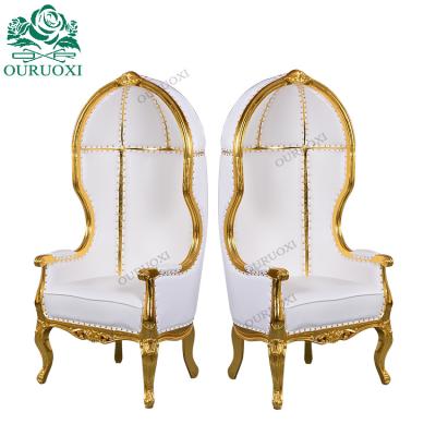 China Solid Wood French Wedding Dome Birdcage Wooden Dining Chairs For Bride And Groom for sale