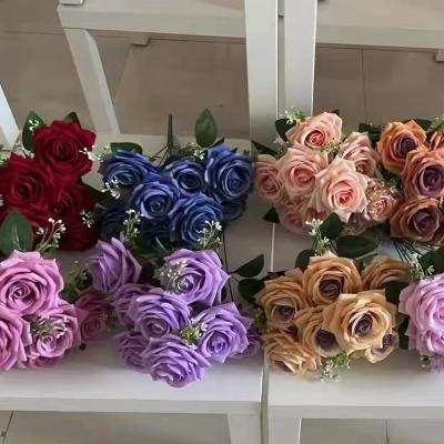 China Wholesale Fabric New Arrival Wedding Decoration Wisteria Bulk Rose Artificial Flower Wall Flowers for sale