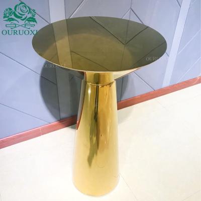 China Modern Event Used Round High Stainless Steel Gold Metal Cocktail Bar Table for sale