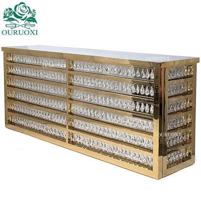 China Commercial Glass Bar Table Top With Clear Crystal Decor Rectangle Bar Counter Restaurant for sale