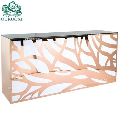 China Bar Table Luxury Gold Size Rectangular Customized Event Party Light Bar Counter for sale