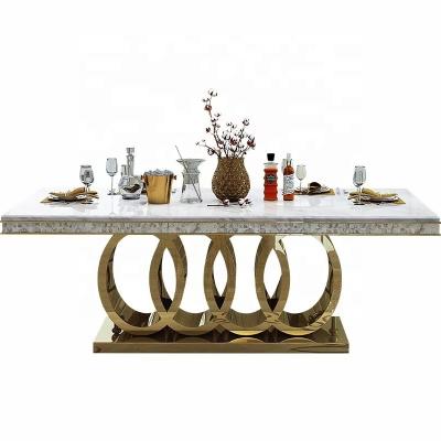 China (Size)Adjustable Home Furniture Living Room Set Luxury Hallway Stainless Steel French Gold Marble Console Table for sale