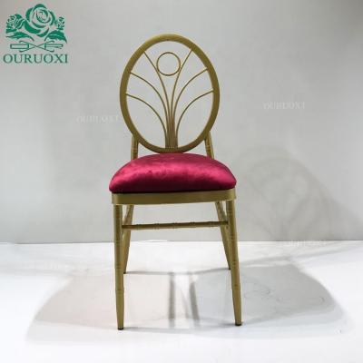 China Hotel Affordable Wedding Banquet Chair Gold Paint Metal Or Aluminum Iron Chair for sale