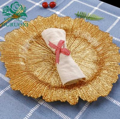 China Cheap Fancy Banquet Wedding Acrylic Plastic Stocked Use Around Charger Dishes for sale