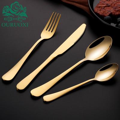 China Stocked Wholesale Stainless Steel Flatware Sets Gold And Silver Cutlery Set For Wedding Party Event for sale