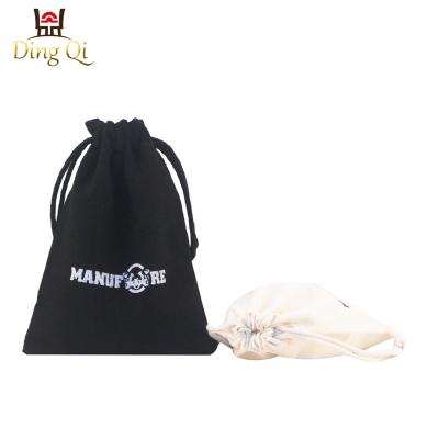 China Eco Friendly Calico Cotton Drawstring Moisture Proof Pockets Bag Logo Printed With Handle for sale