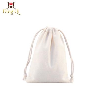 China Moisture Proof White Cotton Burlap Drawstring Makeup Pouch Bag Luxury Small Travel for sale