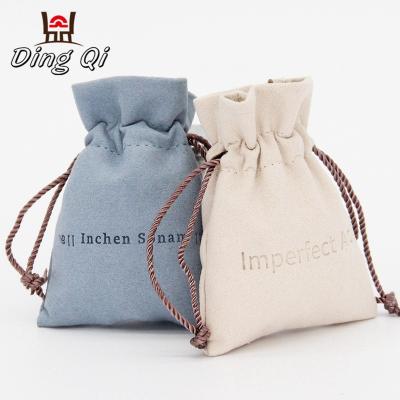 China Custom Logo Luxury Suede Drawstring Bag Fashionable Custom Made with Half Round Bottom Suede Velvet Jewelry Pouch for Earrings Necklace Bracelet for sale