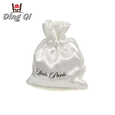 China Big low moq satin drawstring bags fashionable white custom logo for sale